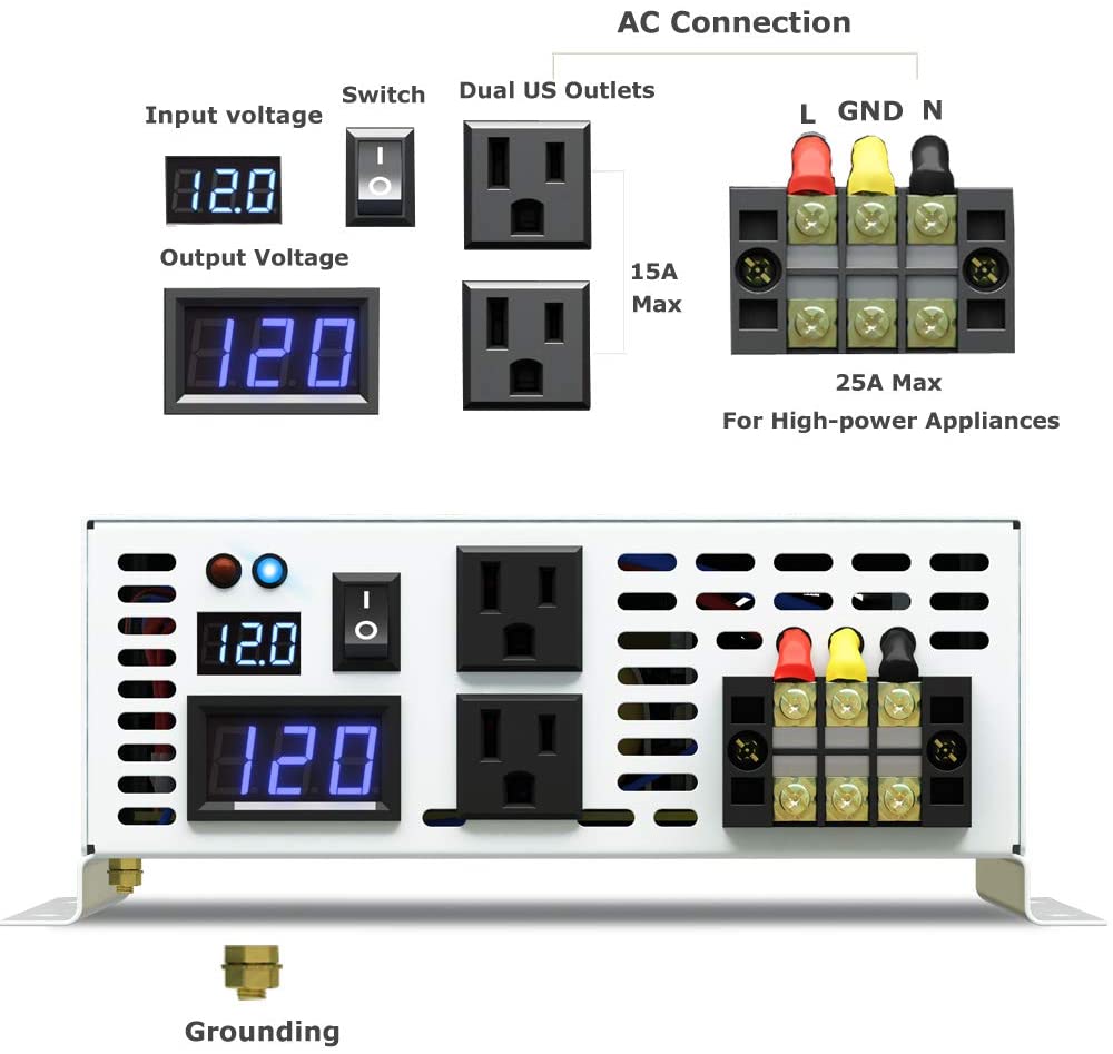 Onduleur à onde sinusoïdale pu - Inverter Pure Sine Wave 60Hz 120V 3000W avis et prix